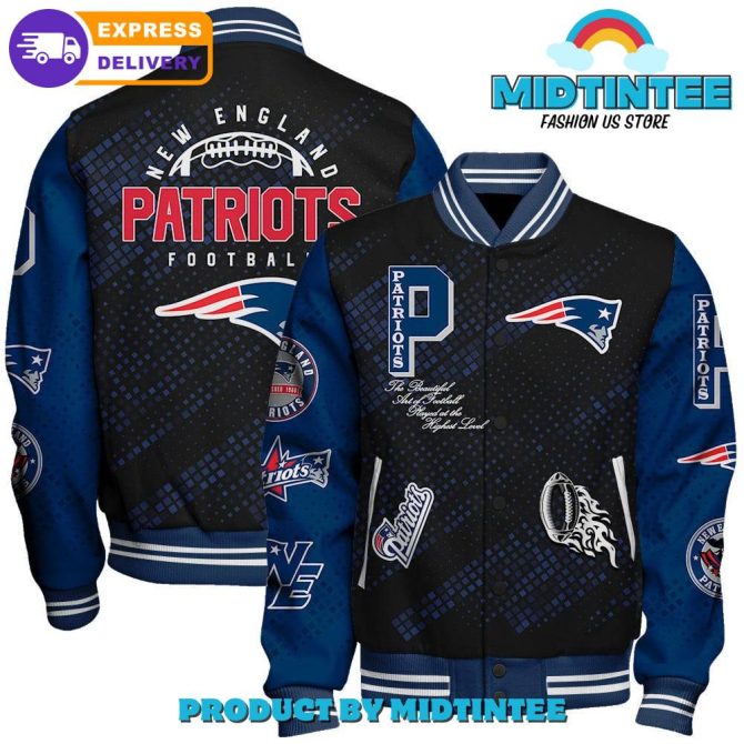 New England Patriots 2024 Nfl Pattern Baseball Jacket