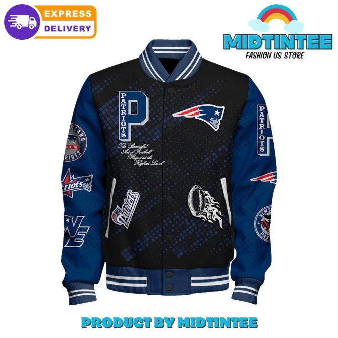 New England Patriots 2024 Nfl Pattern Baseball Jacket - Image 2