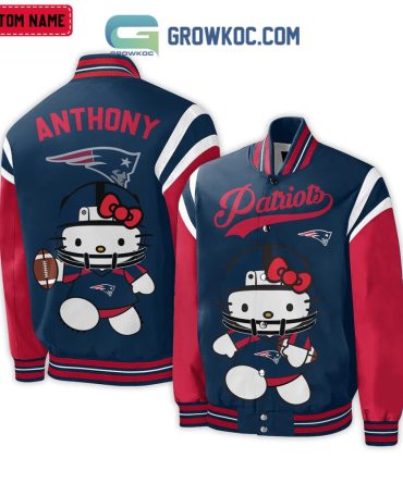 Custom Hello Kitty Patriots Jacket - Personalized Name, Cute Football Fan Gift