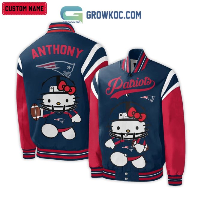 Custom Hello Kitty Patriots Jacket - Personalized Name, Cute Football Fan Gift