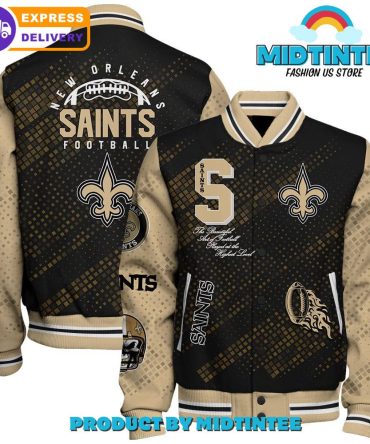 New Orleans Saints 2024 Nfl Pattern Baseball Jacket