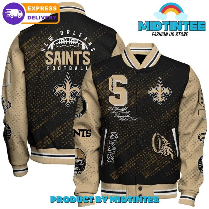 New Orleans Saints 2024 Nfl Pattern Baseball Jacket