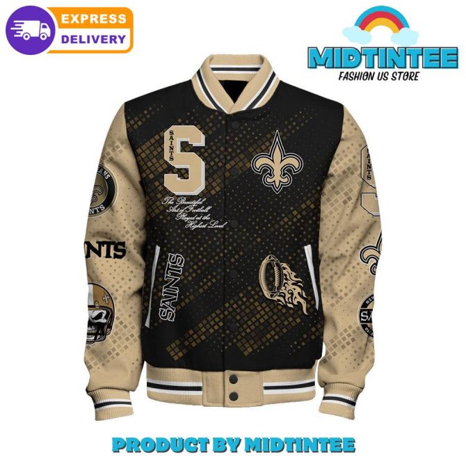 New Orleans Saints 2024 Nfl Pattern Baseball Jacket - Image 2