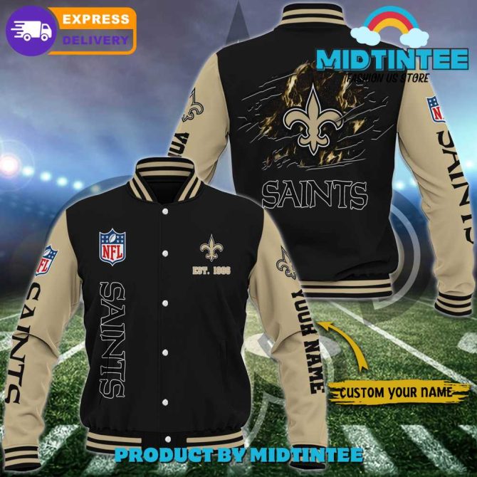 Custom Saints Varsity Jacket - Personalized Nfl Fan Gear, Fast Delivery!