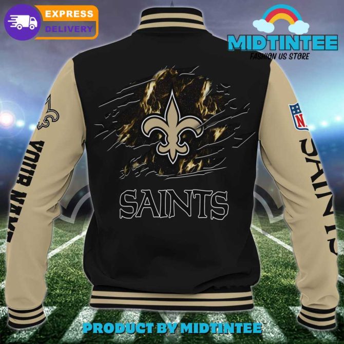 Custom Saints Varsity Jacket - Personalized Nfl Fan Gear, Fast Delivery! - Image 3