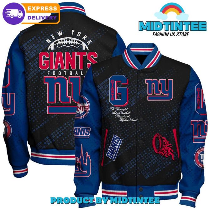 New York Giants 2024 Nfl Pattern Baseball Jacket