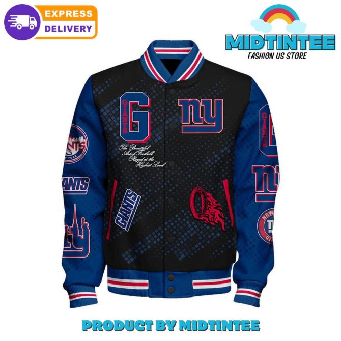 New York Giants 2024 Nfl Pattern Baseball Jacket - Image 2
