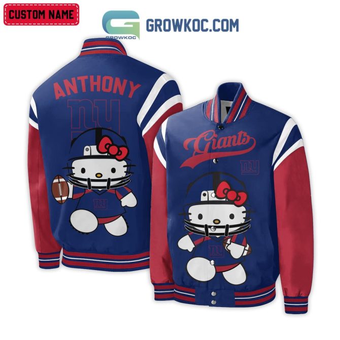 Custom Hello Kitty Ny Giants Varsity Jacket – Personalized Name & Stylish Football Design