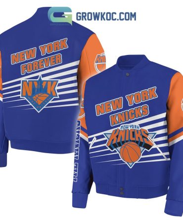 New York Knicks Stylish Blue & Orange Bomber Jacket - Show Your Team Pride!