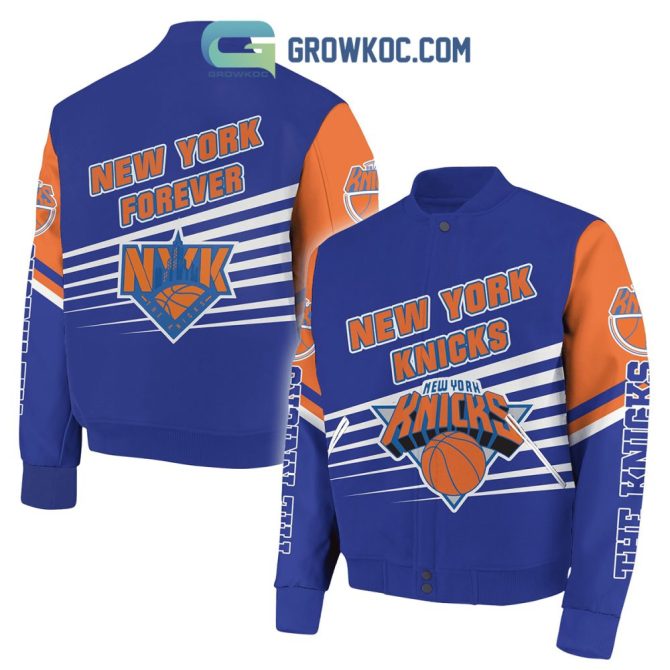 New York Knicks Stylish Blue & Orange Bomber Jacket - Show Your Team Pride!