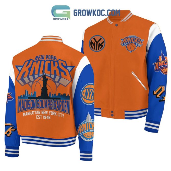 Ny Basketball Varsity Jacket - Iconic Orange & Blue Fan Gear - Unisex S-Xxl - Perfect For Game Day!