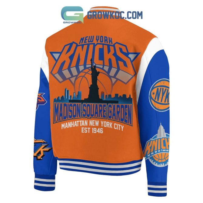 Ny Basketball Varsity Jacket - Iconic Orange & Blue Fan Gear - Unisex S-Xxl - Perfect For Game Day! - Image 2
