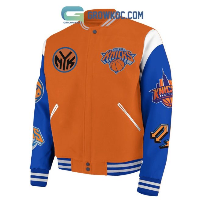 Ny Basketball Varsity Jacket - Iconic Orange & Blue Fan Gear - Unisex S-Xxl - Perfect For Game Day! - Image 3