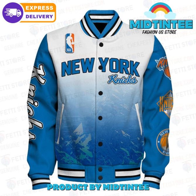 New York Knicks Nba Blue Varsity Jacket - Image 2