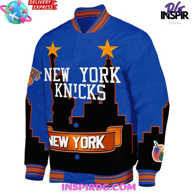 New York Knicks Skyline Vegan Special Varsity Jacket - Image 2