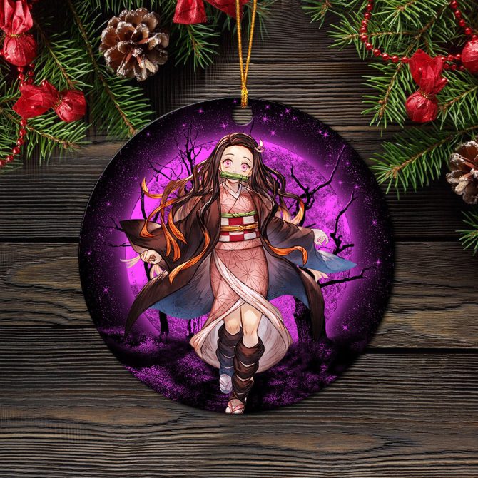 Nezuko Moonlight Ceramic Circle Ornament Perfect Gift For Christmas Holiday - Image 2