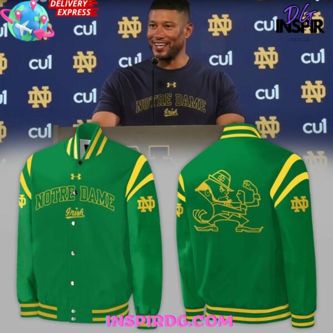 Notre Dame Fighting Irish 2024 Green Baseball Jacket
