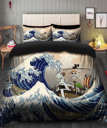 One Peace Anime The Great Wave Japan Bedding Set Duvet Cover And 2 Pillowcases