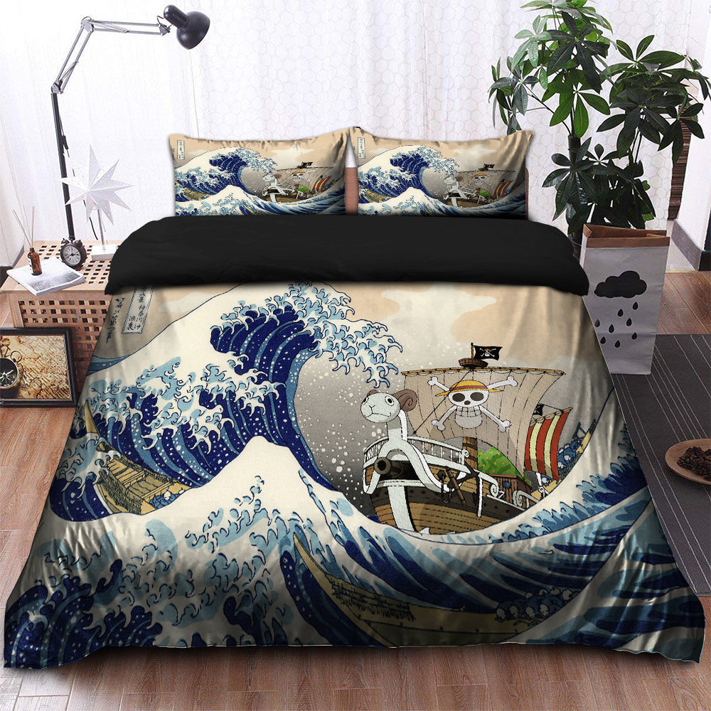 One Peace Anime The Great Wave Japan Bedding Set Duvet Cover And 2 Pillowcases - Image 2