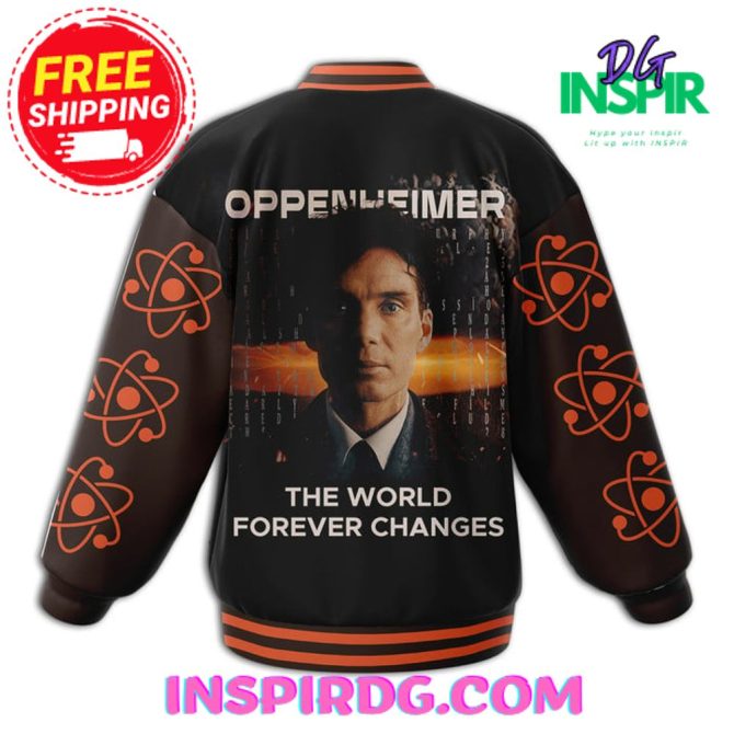 He Oppenheimer "The World Forever Changes" Baseball Jacket - Image 3