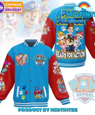Paw Patrol Kids' Varsity Jacket - Colorful Cartoon Print, Cozy & Fun! Fast Shipping