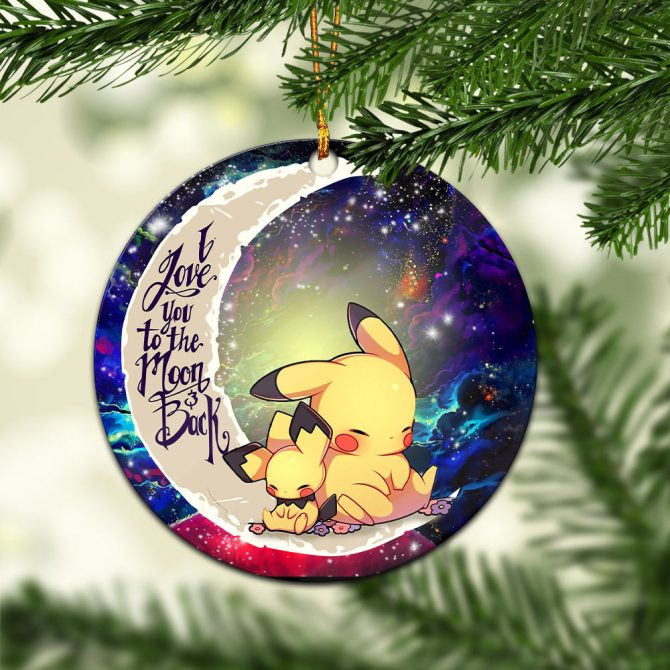 Pikachu Pokemon Sleep Love You To The Moon Galaxy Ceramic Circle Ornament Perfect Gift For Christmas Holiday