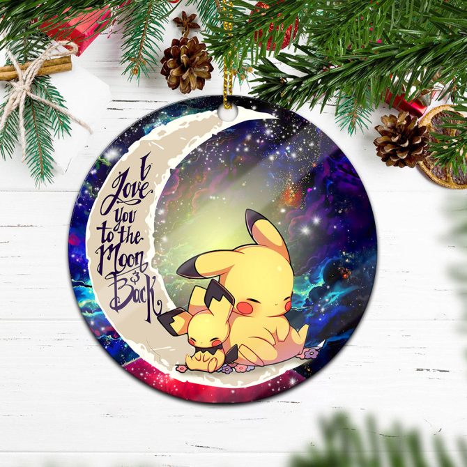 Pikachu Pokemon Sleep Love You To The Moon Galaxy Ceramic Circle Ornament Perfect Gift For Christmas Holiday - Image 2