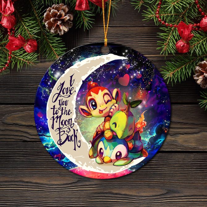 Piplup Turtwig And Chimchar Gen 4 Love You To The Moon Galaxy Ceramic Circle Ornament Perfect Gift For Christmas Holiday