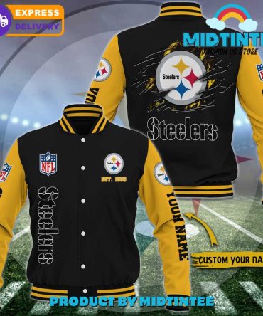 Customizable Steelers Varsity Jacket - Nfl Fan Gear With Personalized Name & Fast Delivery