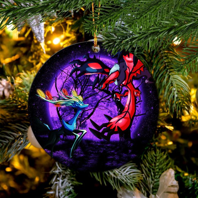 Pokemon X Y Yveltal And Xerneas Moonlight Ceramic Circle Ornament Perfect Gift For Christmas Holiday