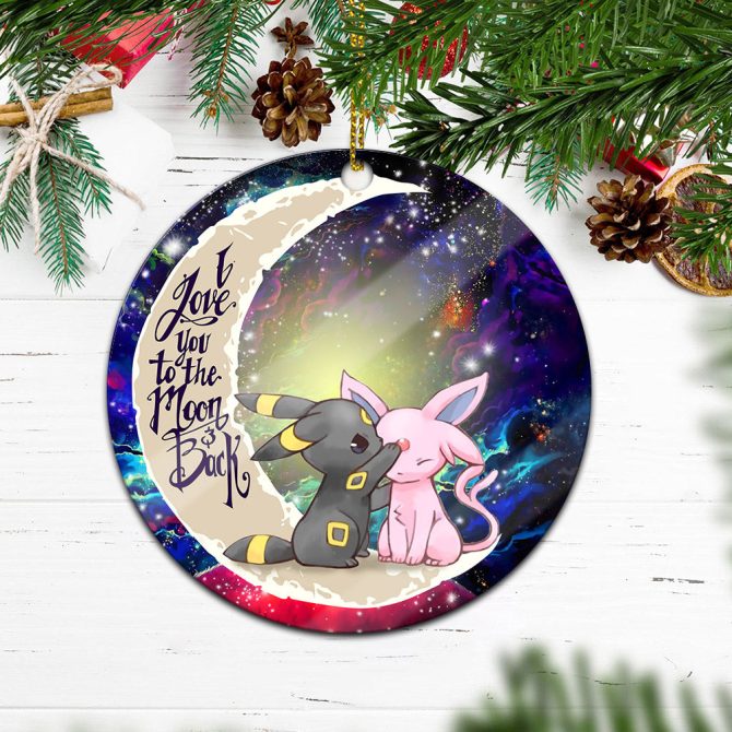 Pokemon Couple Espeon Umbreon Love You To The Moon Galaxy Ceramic Circle Ornament Perfect Gift For Christmas Holiday - Image 2