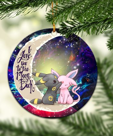 Pokemon Couple Espeon Umbreon Love You To The Moon Galaxy Ceramic Circle Ornament Perfect Gift For Christmas Holiday