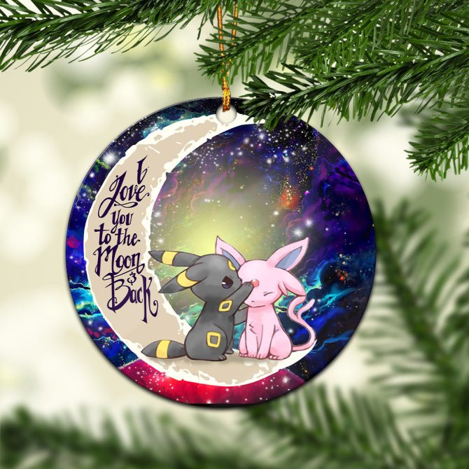 Pokemon Couple Espeon Umbreon Love You To The Moon Galaxy Ceramic Circle Ornament Perfect Gift For Christmas Holiday