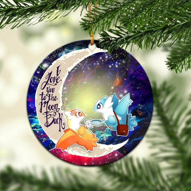 Pokemon Couple Latios Latias Love You To The Moon Galaxy Ceramic Circle Ornament Perfect Gift For Christmas Holiday