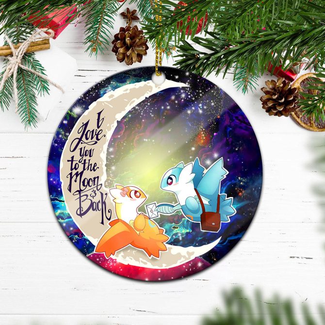 Pokemon Couple Latios Latias Love You To The Moon Galaxy Ceramic Circle Ornament Perfect Gift For Christmas Holiday - Image 2