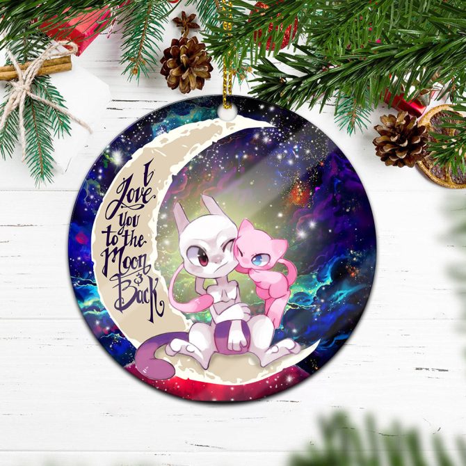 Pokemon Couple Mew Mewtwo Love You To The Moon Galaxy Ceramic Circle Ornament Perfect Gift For Christmas Holiday - Image 2