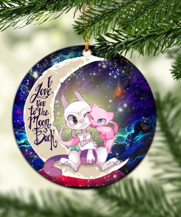 Pokemon Couple Mew Mewtwo Love You To The Moon Galaxy Ceramic Circle Ornament Perfect Gift For Christmas Holiday
