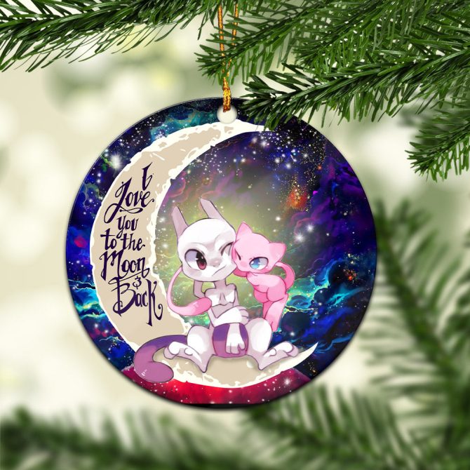 Pokemon Couple Mew Mewtwo Love You To The Moon Galaxy Ceramic Circle Ornament Perfect Gift For Christmas Holiday