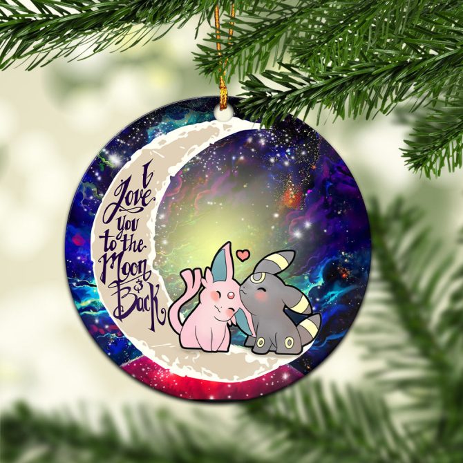 Pokemon Espeon Umbreon Love You To The Moon Galaxy Ceramic Circle Ornament Perfect Gift For Christmas Holiday