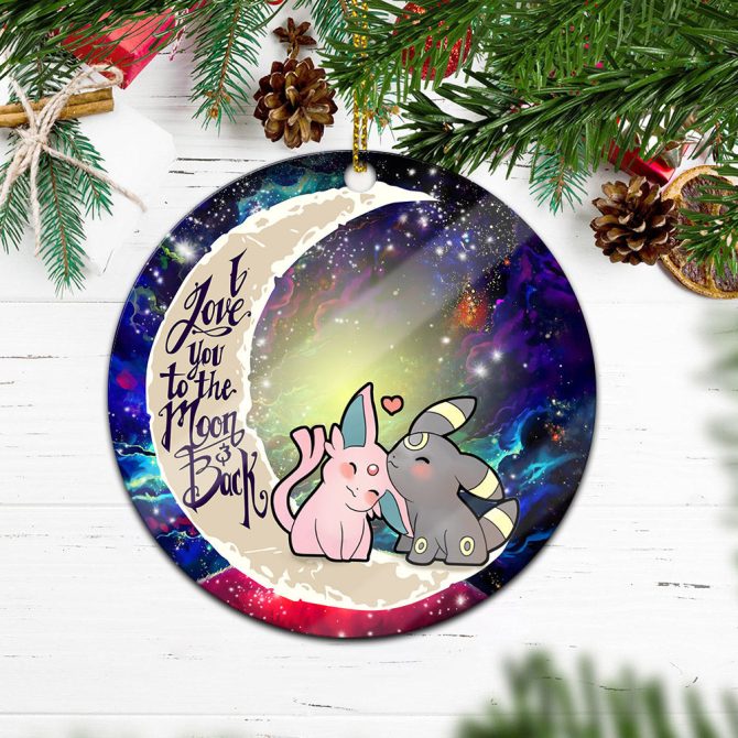 Pokemon Espeon Umbreon Love You To The Moon Galaxy Ceramic Circle Ornament Perfect Gift For Christmas Holiday - Image 2
