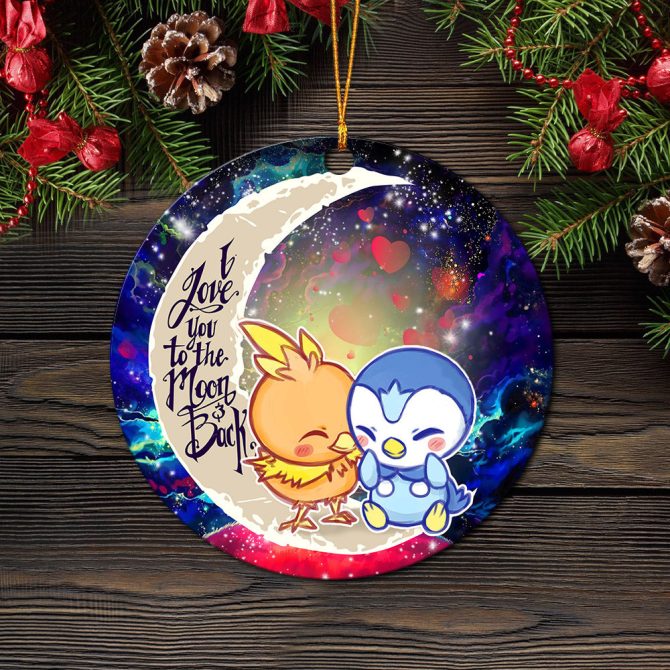 Pokemon Torchic Piplup Love You To The Moon Galaxy Ceramic Circle Ornament Perfect Gift For Christmas Holiday