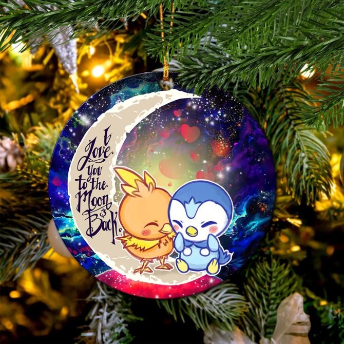 Pokemon Torchic Piplup Love You To The Moon Galaxy Ceramic Circle Ornament Perfect Gift For Christmas Holiday - Image 2
