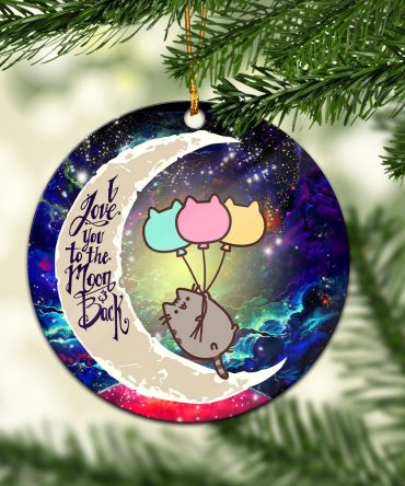Pusheen Cat Love You To The Moon Galaxy Ceramic Circle Ornament Perfect Gift For Christmas Holiday