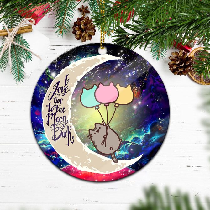 Pusheen Cat Love You To The Moon Galaxy Ceramic Circle Ornament Perfect Gift For Christmas Holiday - Image 2