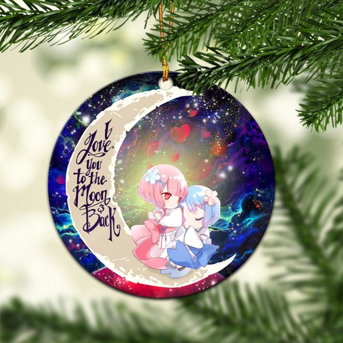 Ram And Rem Rezero Love You To The Moon Galaxy Ceramic Circle Ornament Perfect Gift For Christmas Holiday