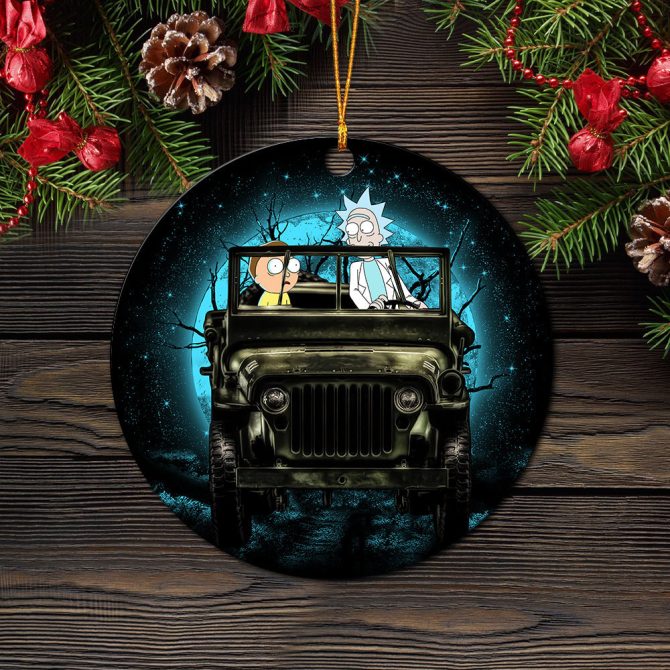 Rick And Morty Moonlight Halloween Jeep Funny Ceramic Circle Ornament Perfect Gift For Christmas Holiday - Image 2