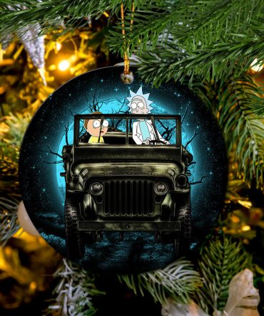 Rick And Morty Moonlight Halloween Jeep Funny Ceramic Circle Ornament Perfect Gift For Christmas Holiday
