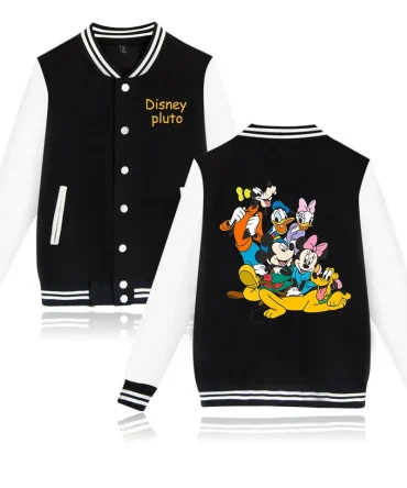 Disney Varsity Jacket - Classic Characters & Pluto Design - Unisex Casual Wear