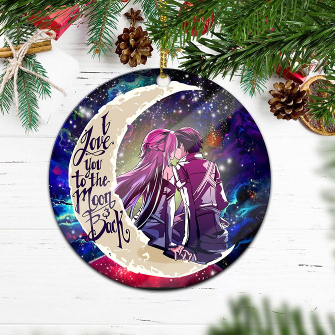 Sao Sword Art Online Asuna Kirito Love You To The Moon Galaxy Ceramic Circle Ornament Perfect Gift For Christmas Holiday - Image 2