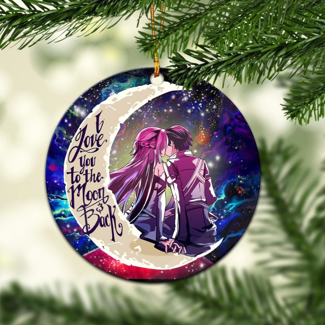 Sao Sword Art Online Asuna Kirito Love You To The Moon Galaxy Ceramic Circle Ornament Perfect Gift For Christmas Holiday